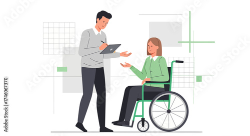 Healthcare Professional Consulting And Assisting Patient With Mobility Difficulties