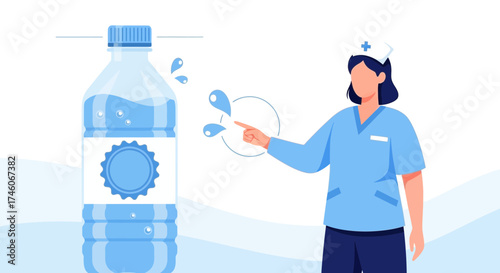 Healthcare Professional Demonstrates Water Hydration Highlighting Health and Freshness Benefits