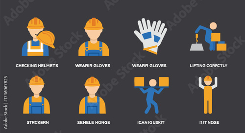 Illustrative depiction of construction safety guidelines, showcasing essential practices for workers to ensure a secure and compliant work environment.