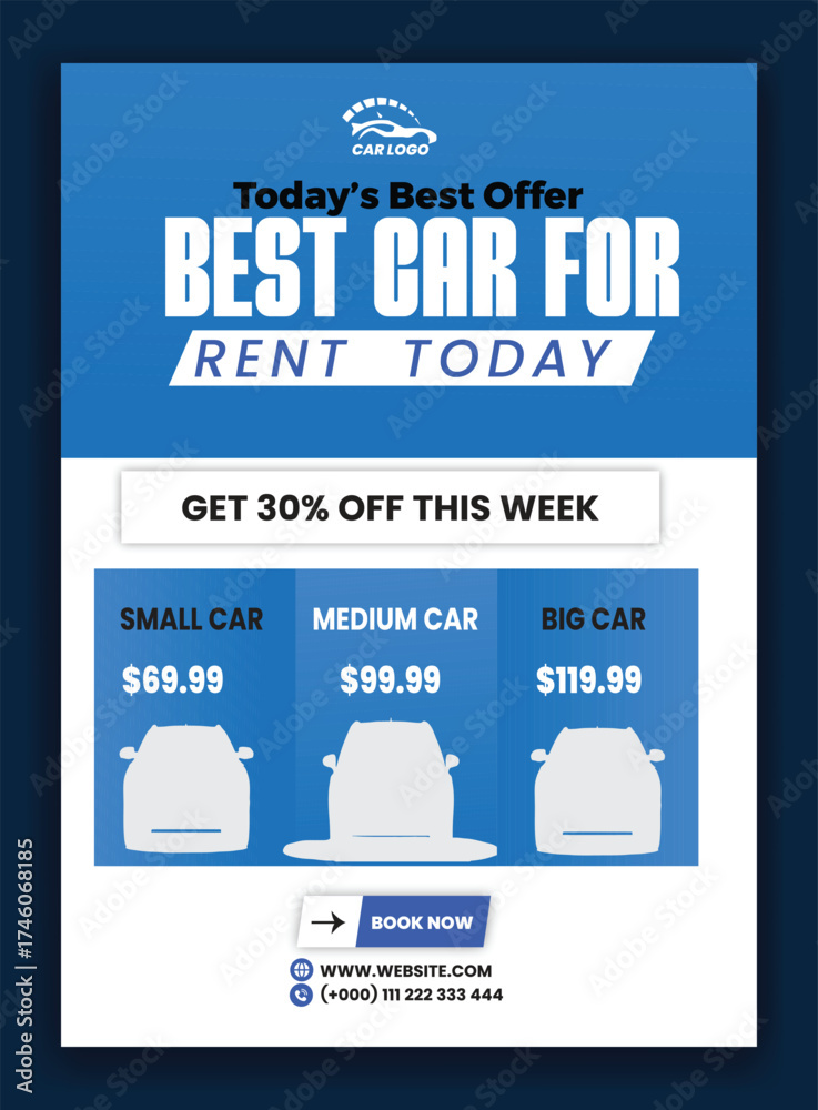 Naklejka premium Car Rental flyer and poster Template Design