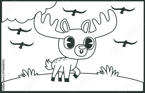 Black and white printable animal coloring pages for kids. Children's coloring books with cute unicorn cartoon character, fun and educational materials for kindergarten. 