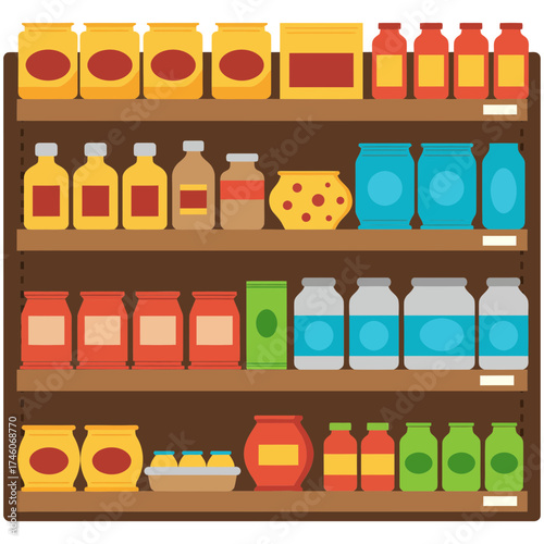 vector illustration of display rack with products
