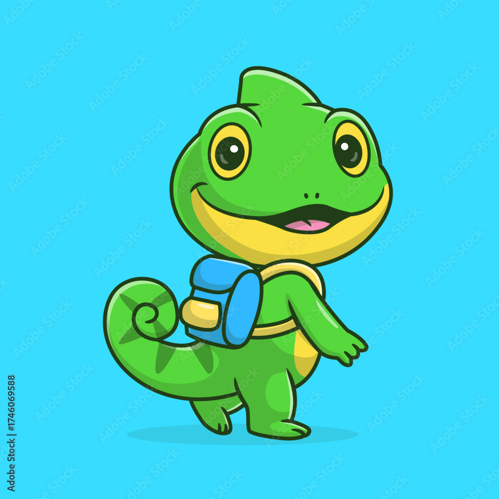 Fototapeta premium funny chameleon cartoon