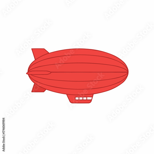 Red Dirigible Airship Illustration, Top View