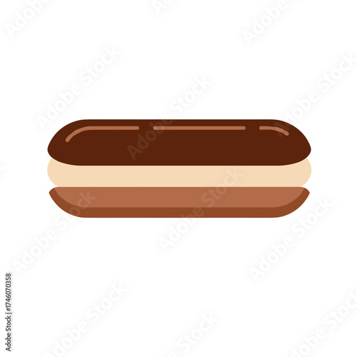 Delicious Chocolate Eclair with Cream Filling, Simple and Appetizing Design
