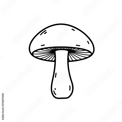 Stylized Mushroom Illustration with Distinctive Cap and Stem Markings