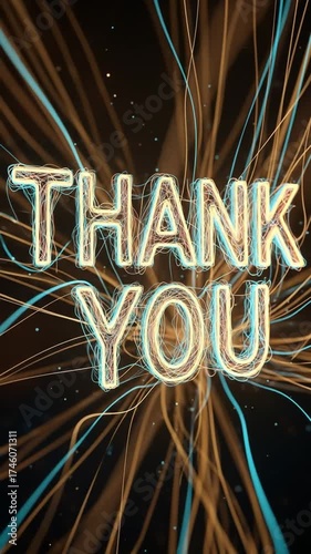 Thank You Neon Sign with Abstract Background.