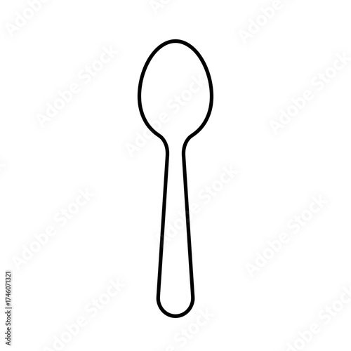 Minimalist Spoon Outline: Simple Black Line Drawing on Transparent Background