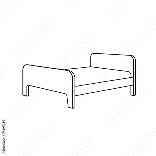 Simple Line Art Illustration of a Modern Bed Frame Design