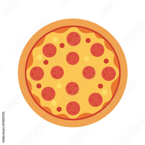 Delicious Pepperoni Pizza Overhead View