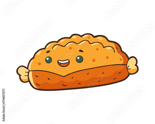 Stuffing bread loaf, holiday meal element, vector illustration 