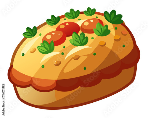 Stuffing bread loaf, holiday meal element, vector illustration isolated on white