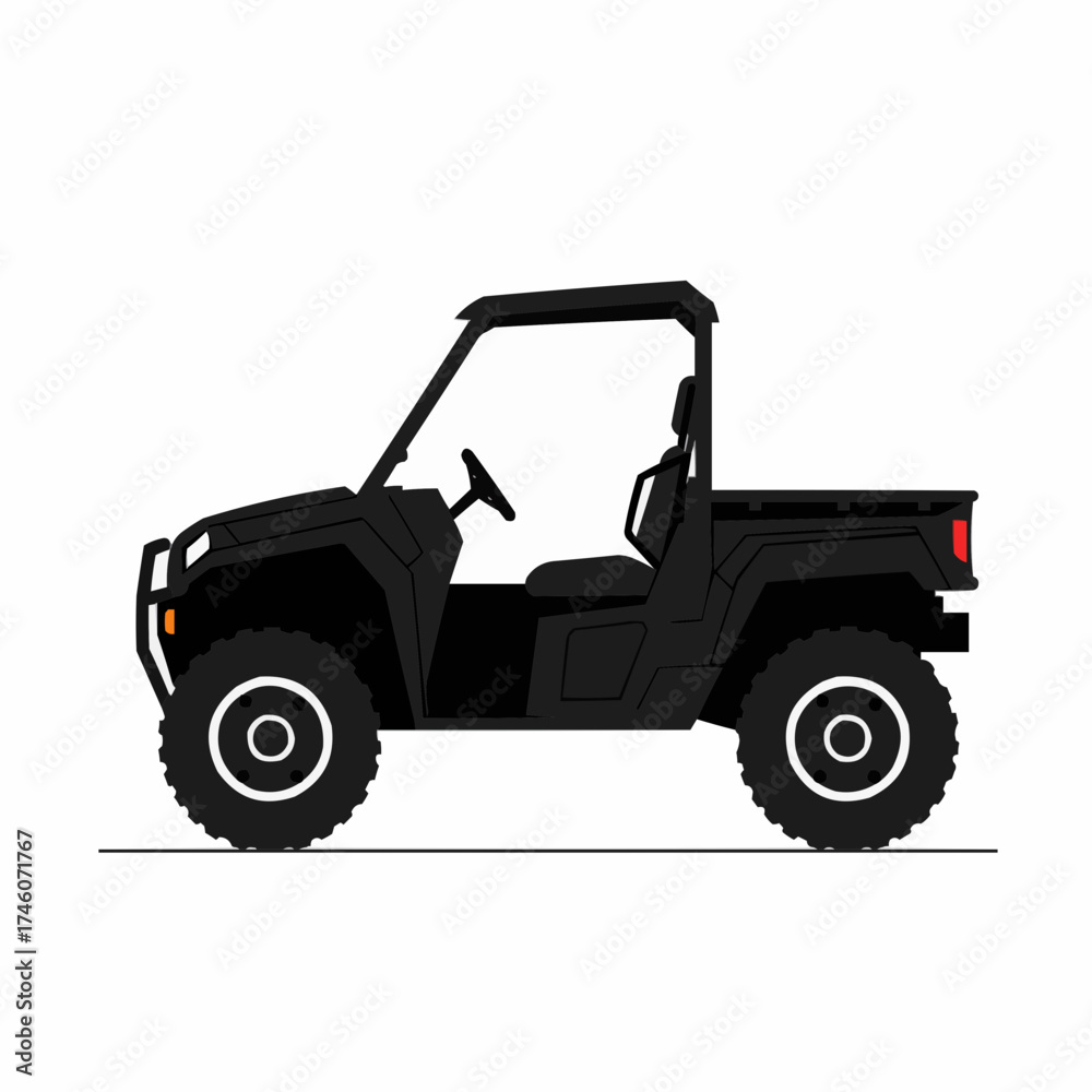 Naklejka premium Side View of a Black Utility Vehicle with Large Tires