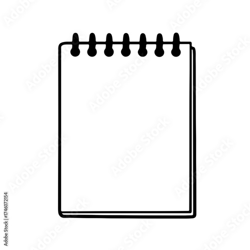 Simple Black Outline of a Spiral-Bound Notebook