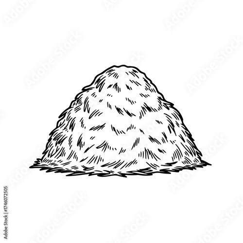 Detailed Vintage Illustration of a Hay Bale