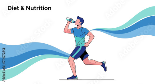 Healthy Lifestyle Portrayed Through Running and Hydration, Wellness and Wellbeing Focus