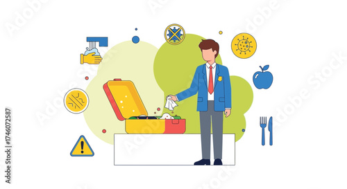 Healthy Lunch Routine: Prioritizing Hygiene and Safety in the Modern World Illustration