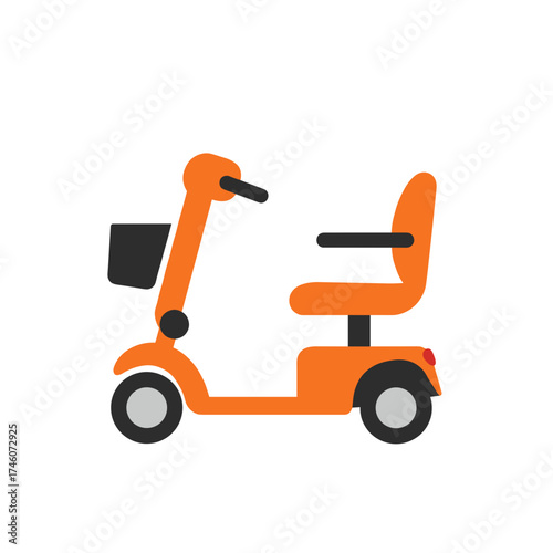 Orange Mobility Scooter Icon Side View Illustration