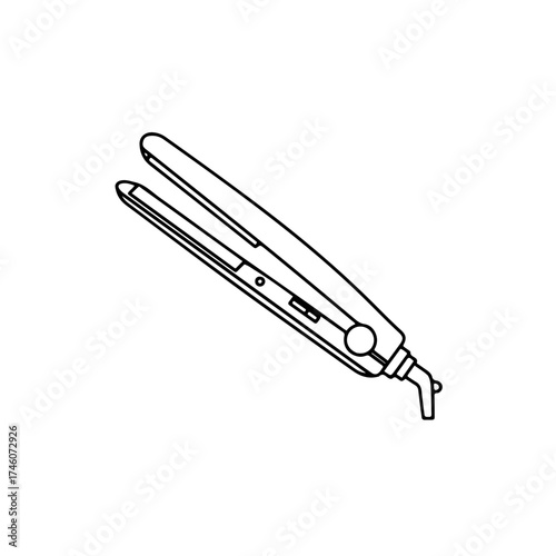Sleek Line Art Illustration of a Hair Straightener