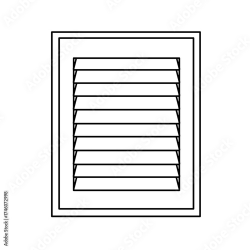 Linear illustration of a rectangular vent with multiple horizontal slats