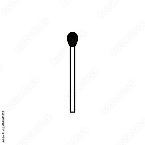 Stylized Matchstick with Black Head and Rectangular Base, Minimalist Design