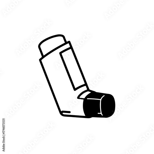 Inhaler Medical Device Line Art Illustration