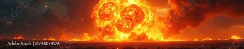 Wallpaper Mural Massive Fiery Explosion Rapidly Expanding Fireball Engulfs Landscape in Intense Heat and Light, Perfect for Apocalyptic or Destruction Scenes Torontodigital.ca