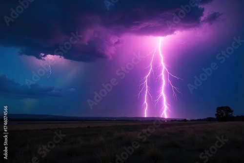 Wallpaper Mural Breathtaking Lightning Strike Illuminates Dark Landscape During Dramatic Thunderstorm Torontodigital.ca