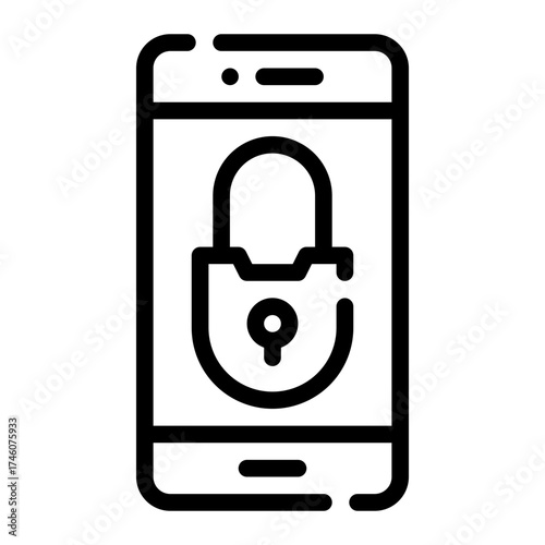 mobile security line icon