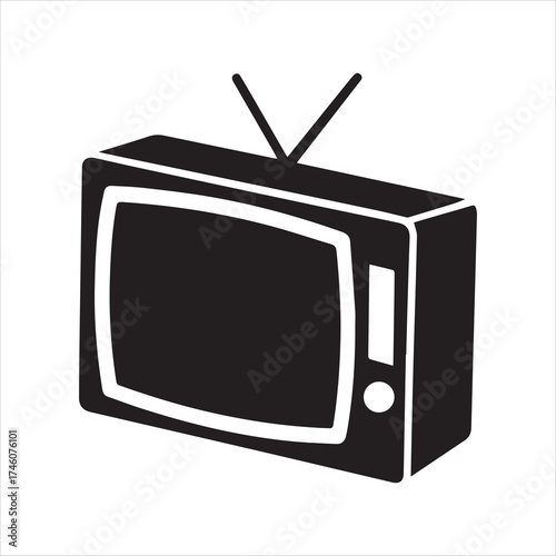 A retro television image on transparent background silhouette