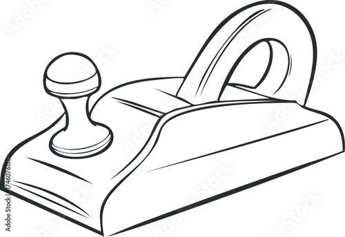 Illustration of a hand plane tool, featuring a handle and knob, isolated on white.