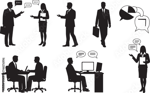 Business people silhouette, office communication, teamwork, data analysis, professional meeting, corporate lifestyle, remote work, productivity, workplace concept, planning, discussion, strategy