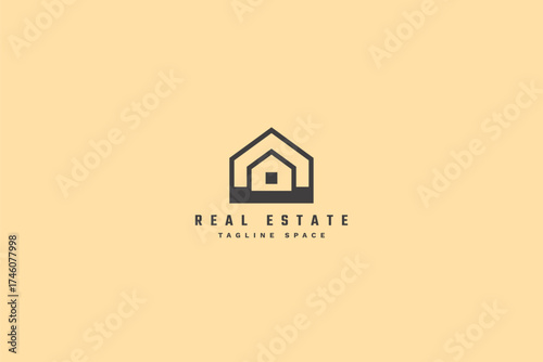 modern real estate logo with geometric arcs