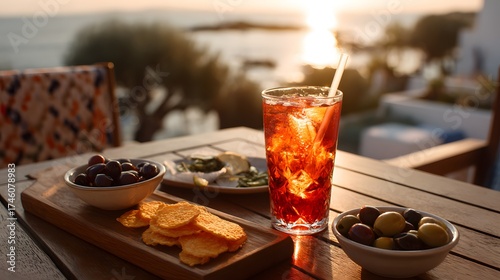 Sunset Aperitivo with Spritz Cocktails and Snacks on Scenic Terrace