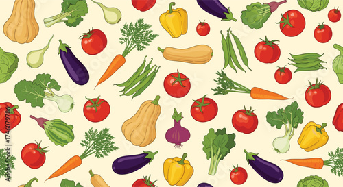 A vibrant and colorful assortment of fresh vegetables arranged in a playful pattern.