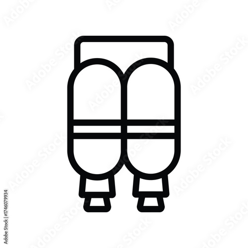 A black outlined illustration depicts a jetpack showing two rounded tanks connected by a horizontal bar and two square nozzles