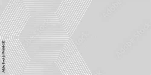 creative white glowing geometric lines on gray background. Modern shiny blue hexagon lines pattern. vector