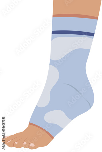 Elastic Ankle Support Brace Illustration Isolated on White Background