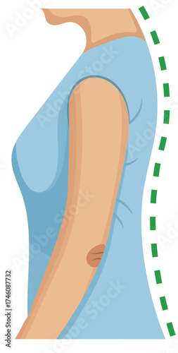 Person Standing Right Posture Side View Illustration Isolated on White Background