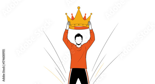 Illustration of a person holding a crown symbolizing success and achievement