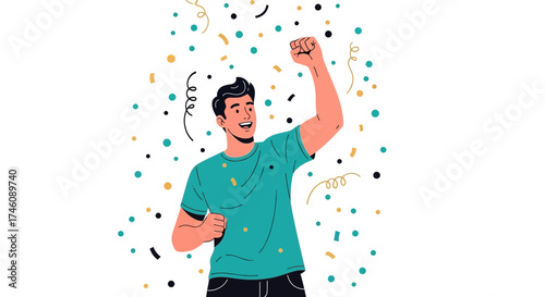 Illustration Of A Pleased Person Experiencing Celebration And Achievement's Joy