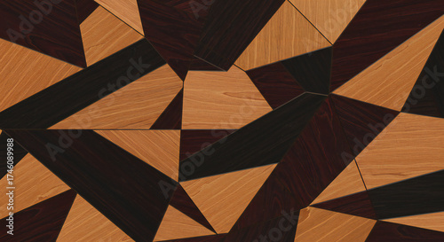 Geometric Wood Mosaic Pattern Abstract Background.
