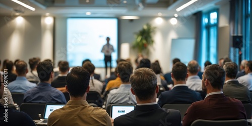 Wallpaper Mural Audience Watching a Presentation. Defocused Blurred Presenter During Conference Meeting Torontodigital.ca