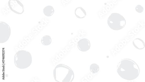 Pattern of translucent bubbles or droplets on white background. Suitable for design projects, backgrounds, cosmetics, science or beauty concepts.