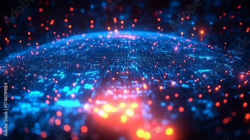 Futuristic Network Connection - A Digital Landscape of Data and Innovation.