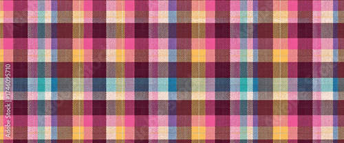 Seamless colorful madras plaid pattern bright multicolored cotton textile tropical summer fabric design