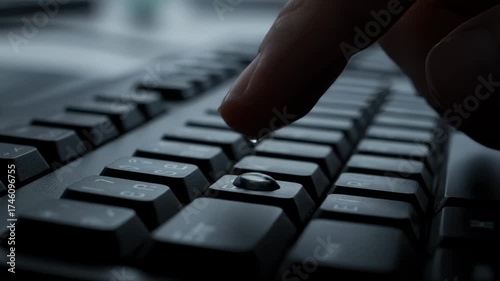 Water Drop Falling From Finger Onto Computer Keyboard