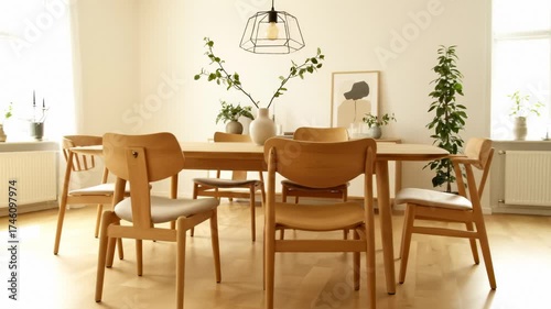 Viewing Dining Room Interior With Table and Chairs