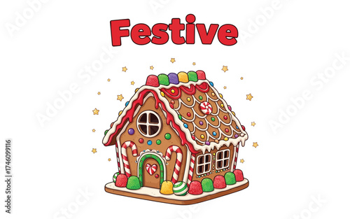 Festive gingerbread house isolated on white background, a delightful treat for the holiday season ahead