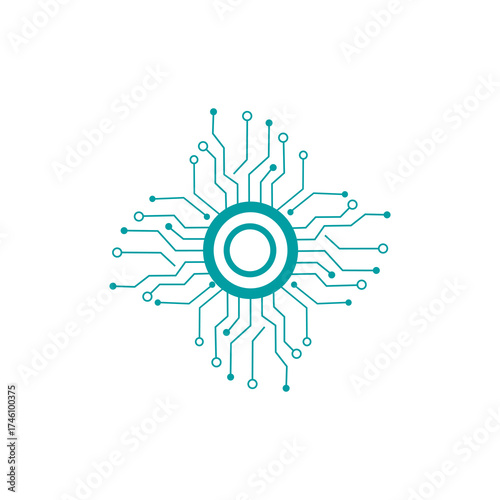 Geometric background and high tech circuit board connection system	
